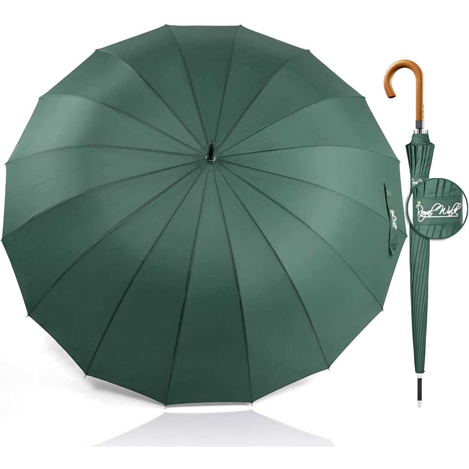 Royal Walk Windproof Large Umbrella for Rain 54 Inch Automatic Open for 2 Persons Wind Resistant Big Golf Umbrellas for Adult Men Women Classic