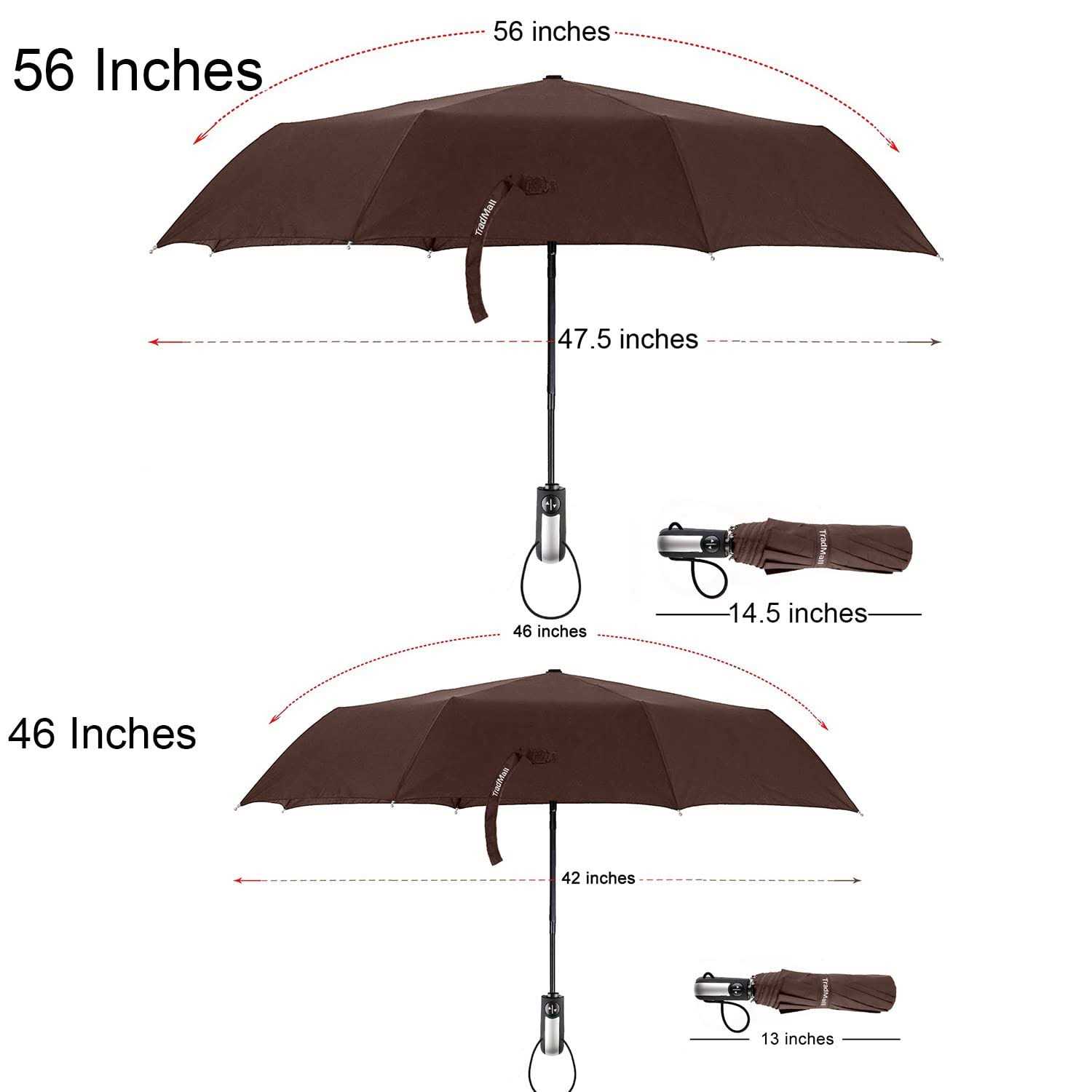 TradMall Travel Umbrella Windproof with 46 Inches Large Canopy 10 Reinforced Fiberglass Ribs Ergonomic Handle Auto Open & Close - Image 3