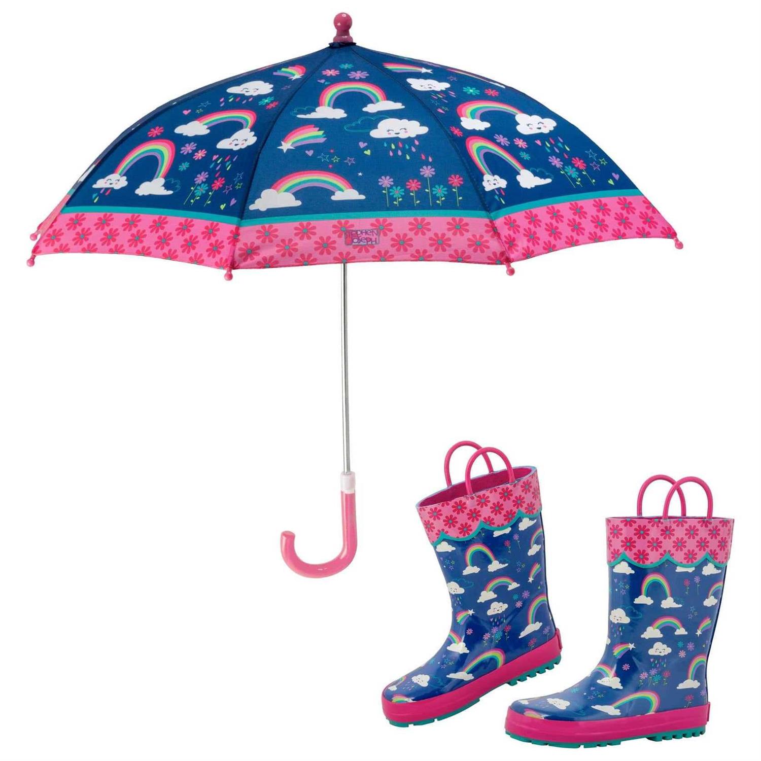 Stephen Joseph Print Rain Boots & Umbrella Set