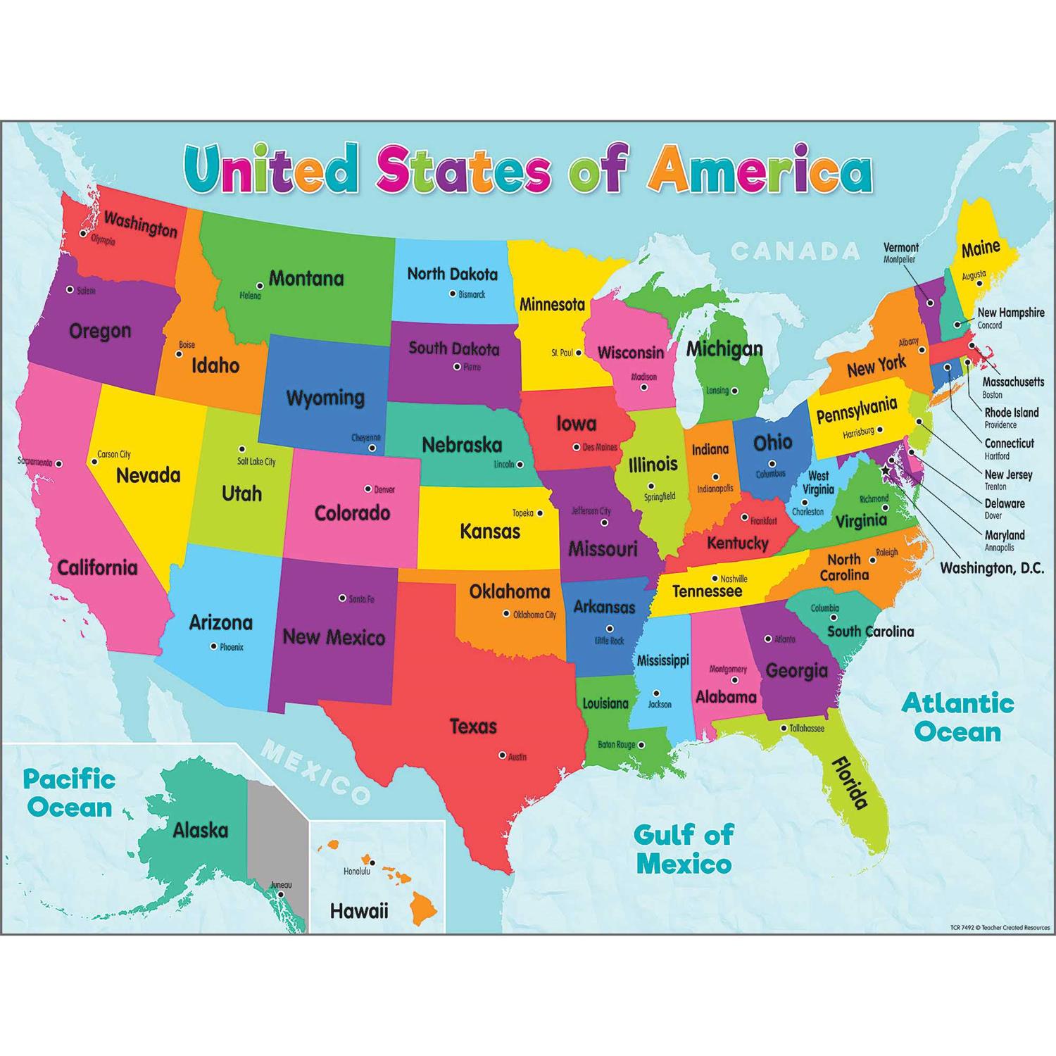 Teacher Created Resources Colorful United States of America Map Chart - Image 3