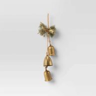 Wondershop 18 Metal Christmas Bells with Faux Greenery Door Décor Gold