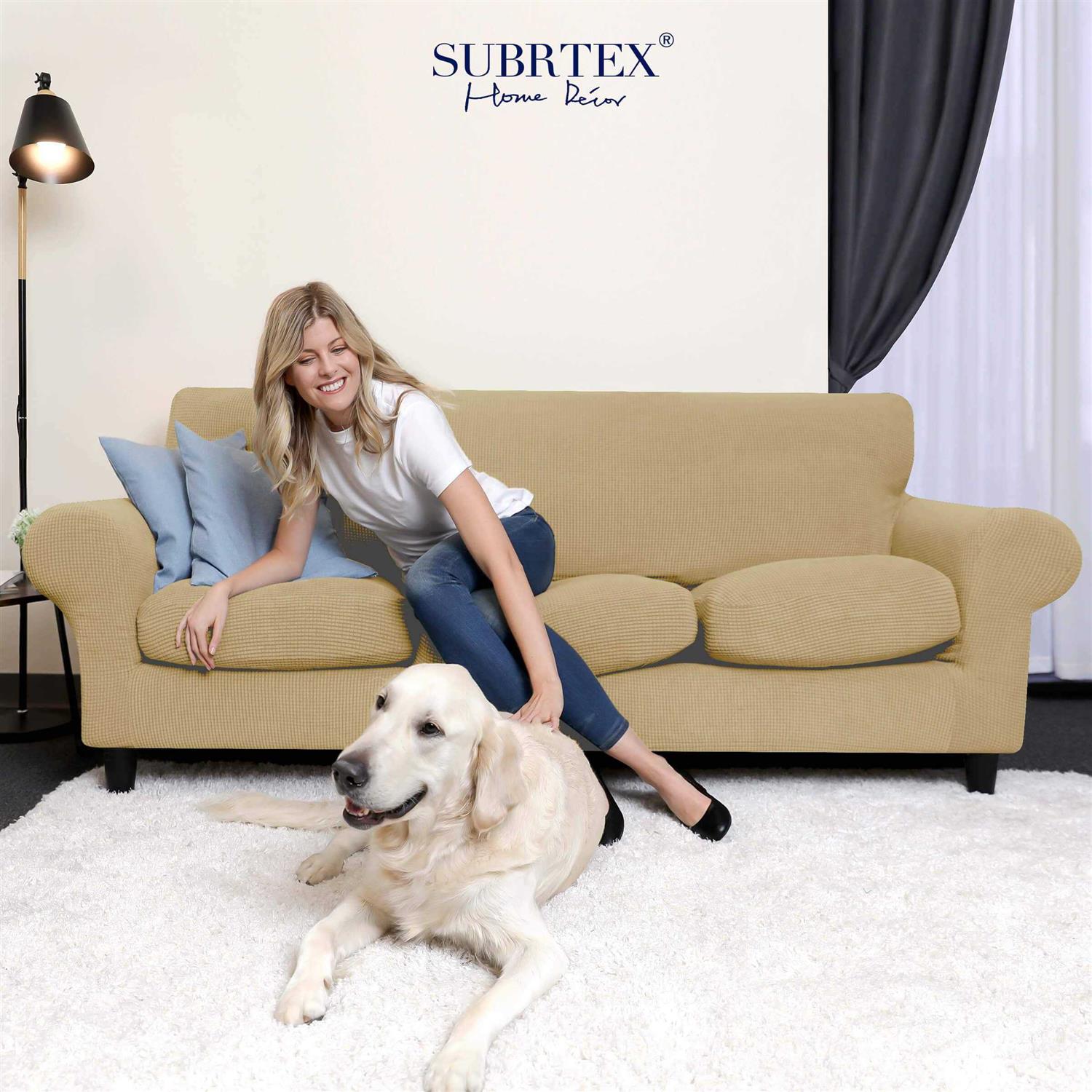 Subrtex Stretch Textured Grid Sofa Cover Slipcover,Separate Cushion Cover - Image 2