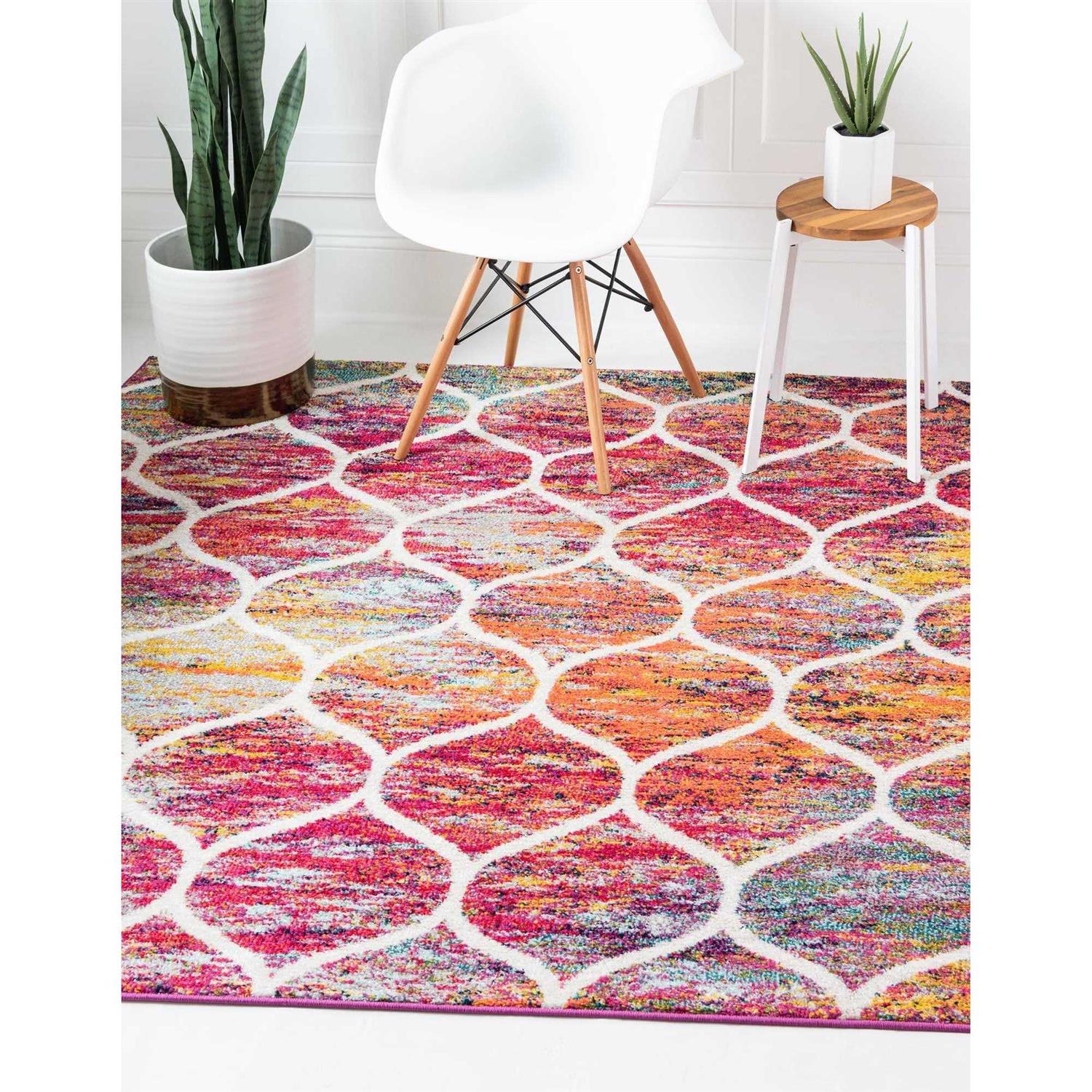 Unique Loom Geometric Trellis Frieze Area Rug