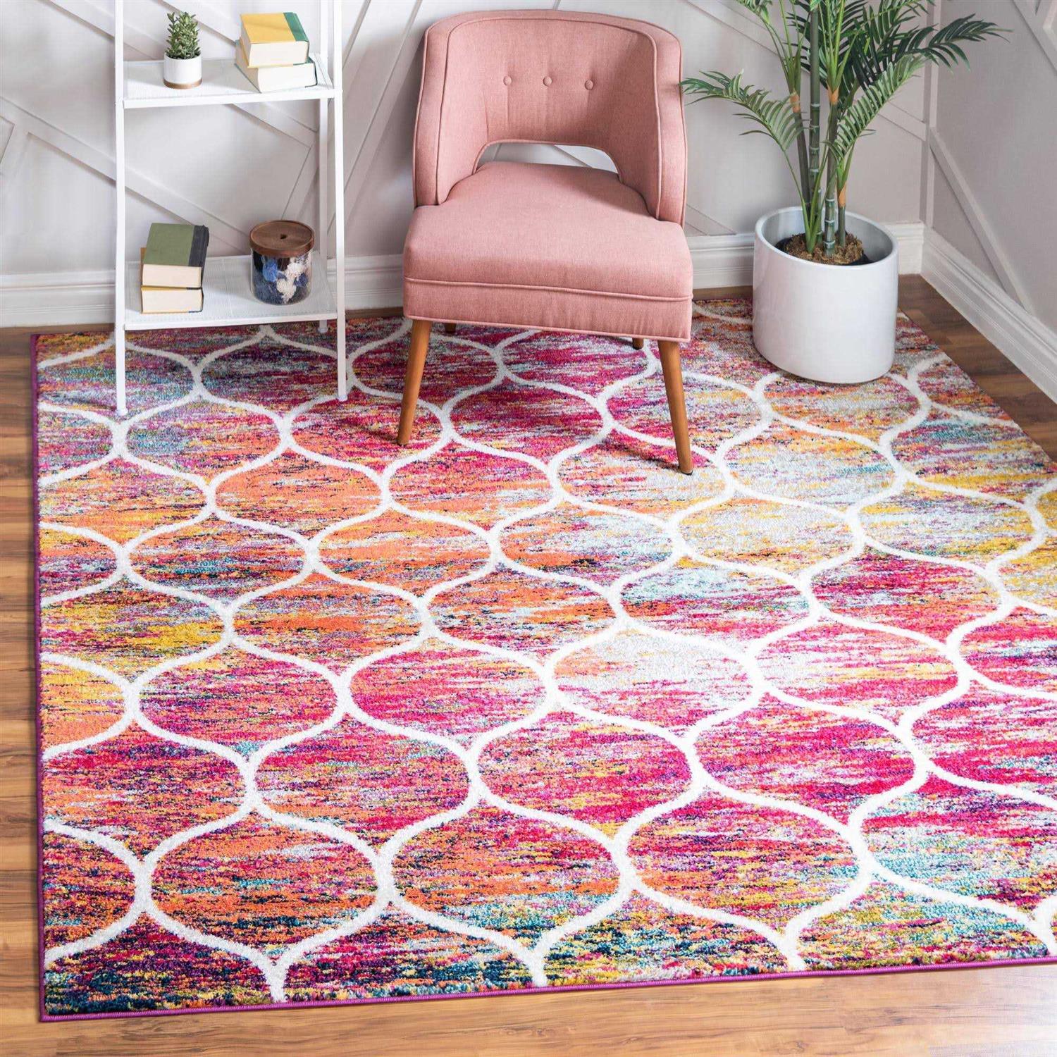 Unique Loom Geometric Trellis Frieze Area Rug - Image 3