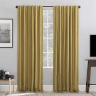 Sun Zero Evelina Faux Dupioni Silk Thermal Extreme 100% Blackout Back Tab Curtain Panel