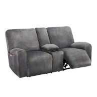 Ulticor Reclining Love Seat with Middle Console Slipcover 8-piece Velvet Stretch Loveseat Reclining Sofa Covers