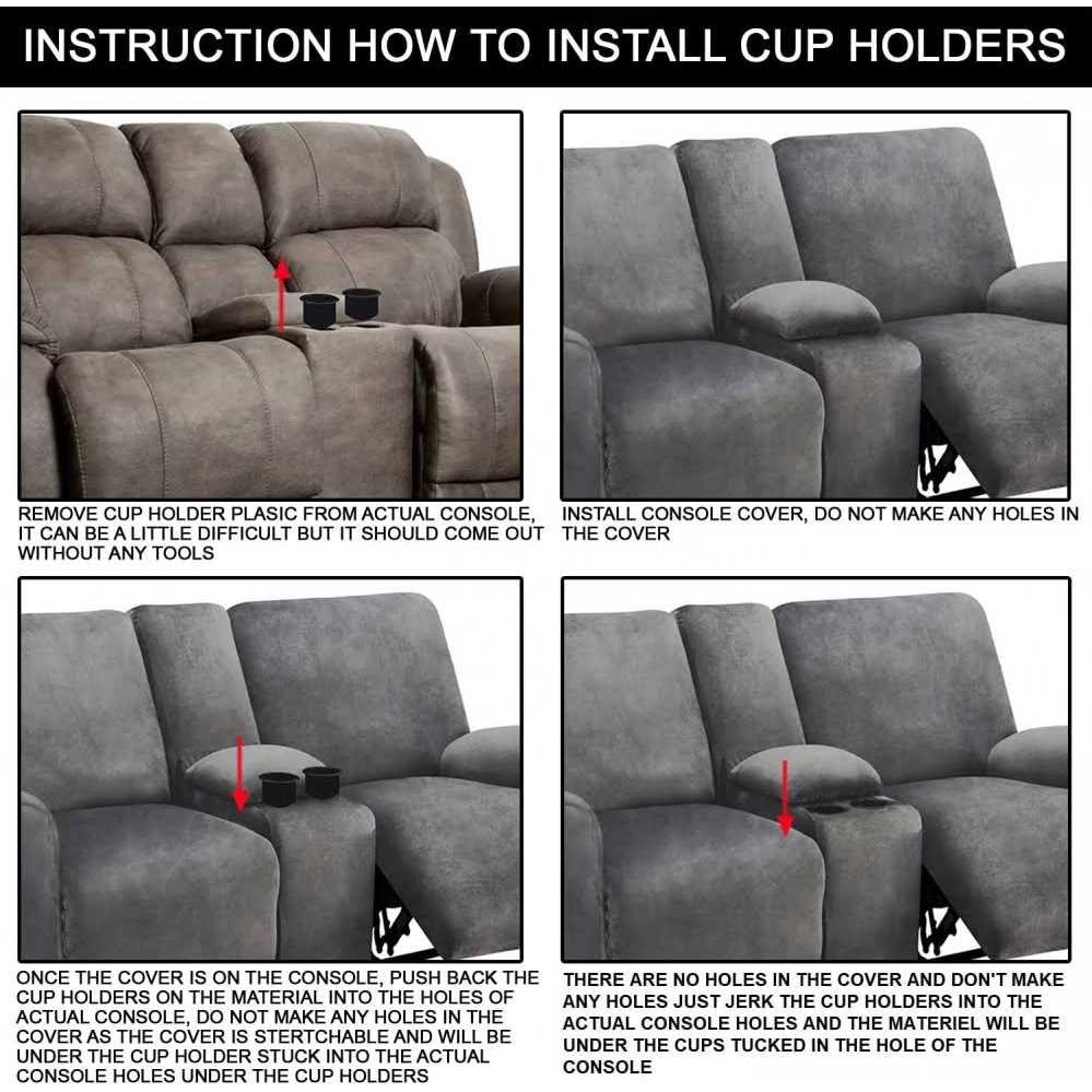 Ulticor Reclining Love Seat with Middle Console Slipcover 8-piece Velvet Stretch Loveseat Reclining Sofa Covers - Image 4