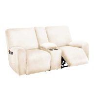 Ulticor Reclining Love Seat with Middle Console Slipcover 8-piece Velvet Stretch Loveseat Reclining Sofa Covers