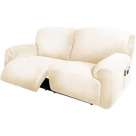 Ulticor Reclining Love Seat with Middle Console Slipcover 8-piece Velvet Stretch Loveseat Reclining Sofa Covers - Image 2