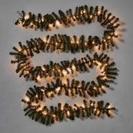 Wondershop Pre-Lit Artificial Pine Bough Christmas Garland Green with Clear Lights
