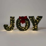 Wondershop 19 Greenery ‘Joy’ LED Christmas Novelty Sculpture Light with Red Bow
