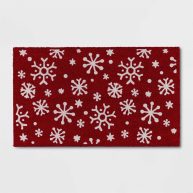 Wondershop 1’6×2’6 Snowflake Coir Christmas Doormat Red