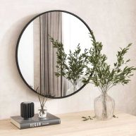 XRAMFY H Round Aluminum Alloy Framed Wall Mirror