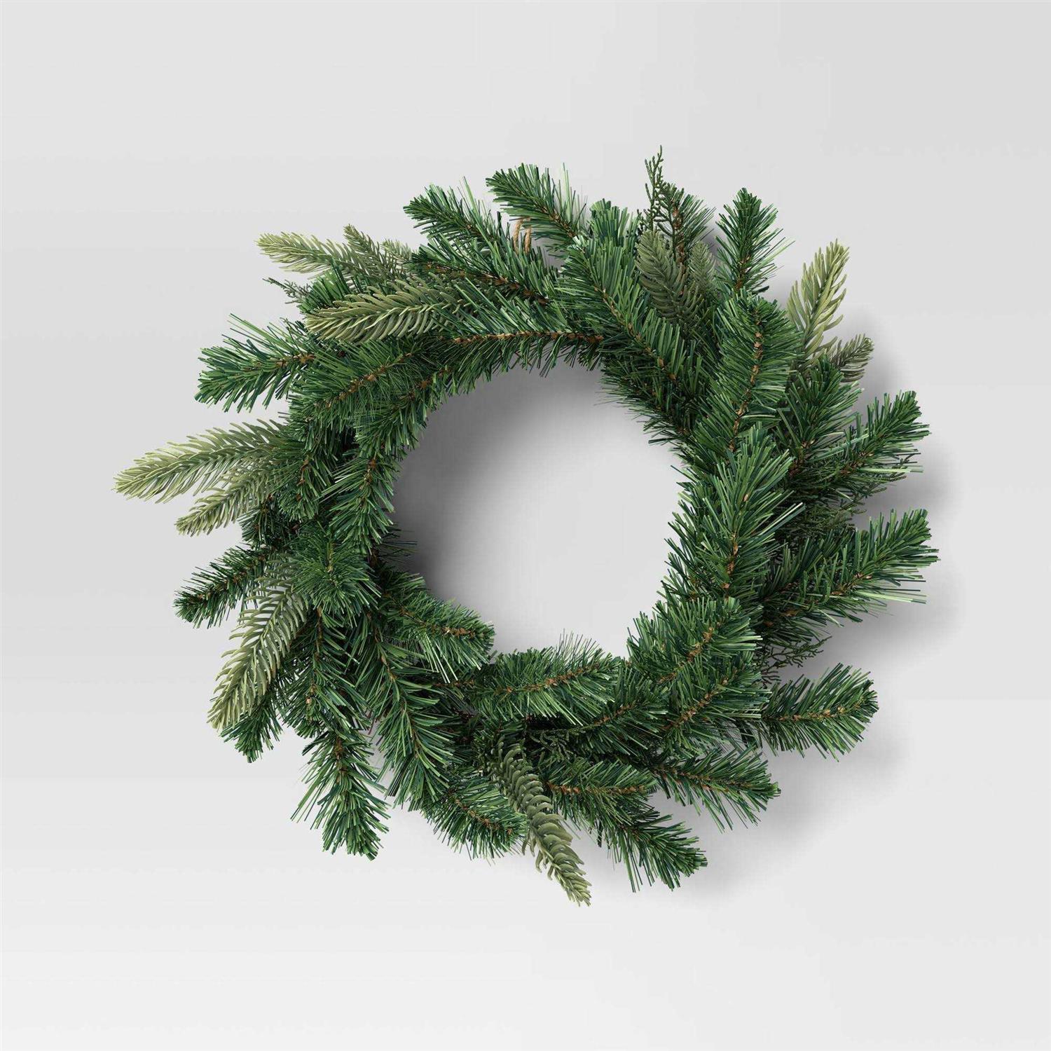 Wondershop 20 Mixed Greenery Artificial Christmas Wreath Green