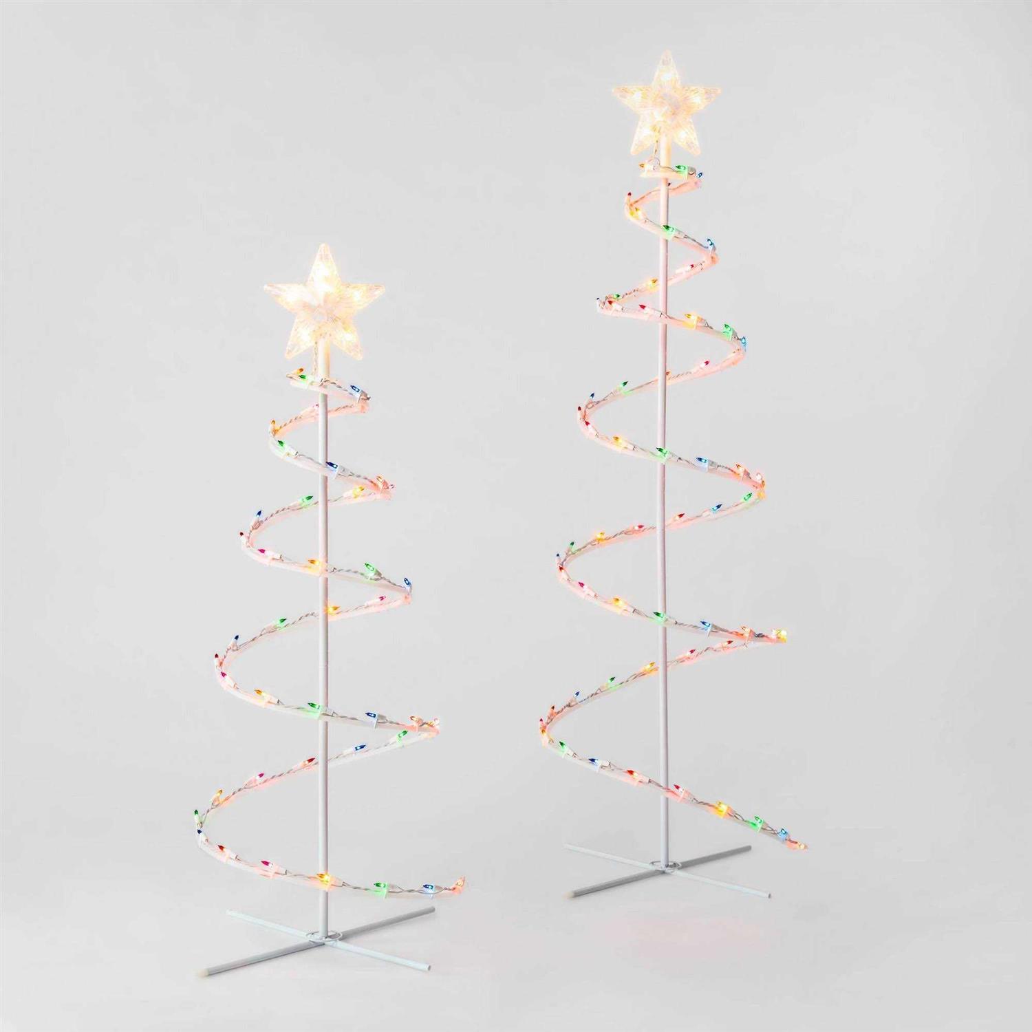 Wondershop 2pc Incandescent Spiral Tree Christmas Novelty Sculpture Light Multicolor - Image 2
