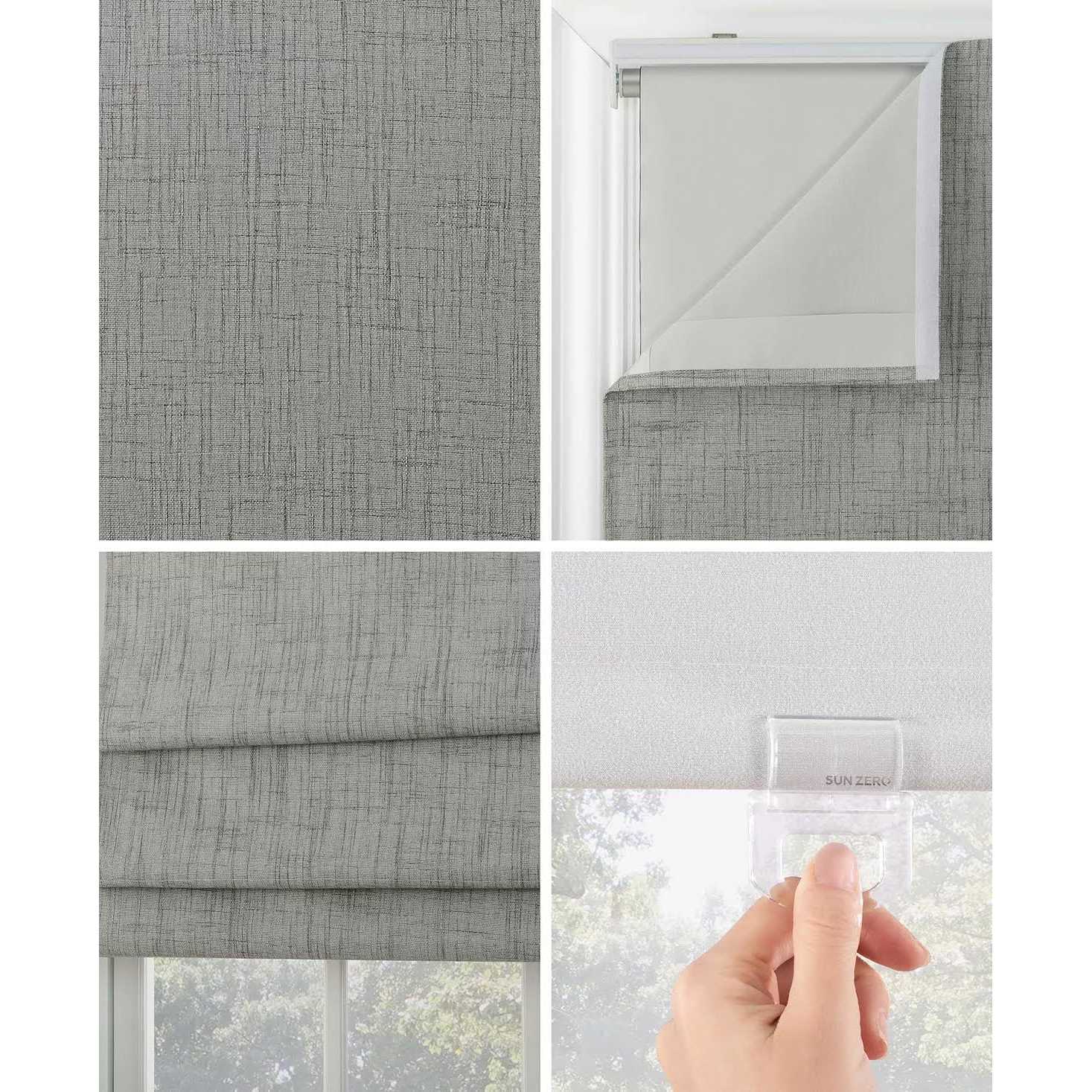 Sun Zero Somerton Textured 100% Blackout Cordless Roman Shade - Image 2