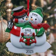 Snowman Family Christmas Ornament Family of 3