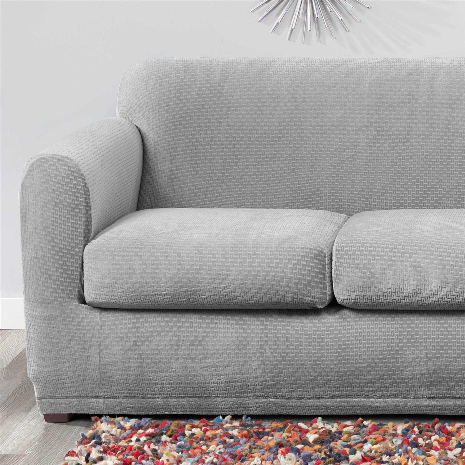 Sure Fit Stretch Modern Block 3 Seat Sofa Slipcover - Image 3