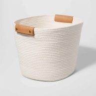 Threshold Collection 13 Decorative Coiled Rope Square Base Tapered Basket White