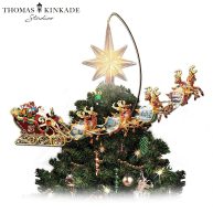Thomas Kinkade Holidays in Motion Rotating Illuminated Tree Topper