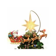The Bradford Exchange Rudolph The Red-Nosed Reindeer Hand-Painted Tree Topper Featuring A Hand-Painted Santa