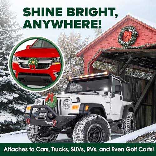 Tactik LED Car Wreath with Lights 2023 Christmas Car Decorations - Image 2