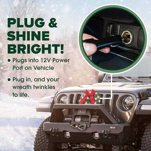 Tactik LED Car Wreath with Lights 2023 Christmas Car Decorations - Image 3