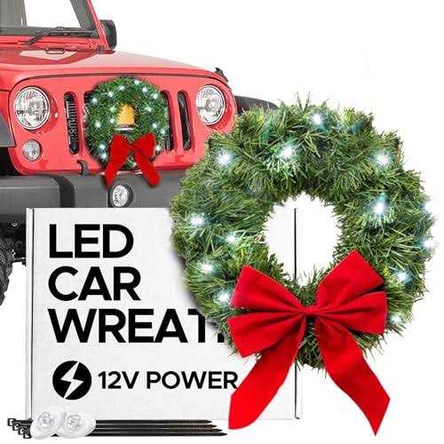 Tactik LED Car Wreath with Lights 2023 Christmas Car Decorations - Image 4