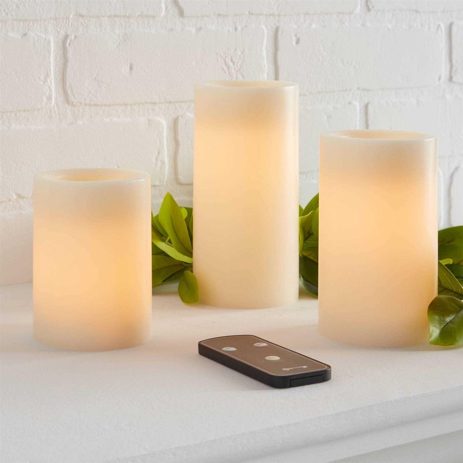 Threshold 3pk 6 x 3 LED Flameless Black Wick Candle Cream - Image 3