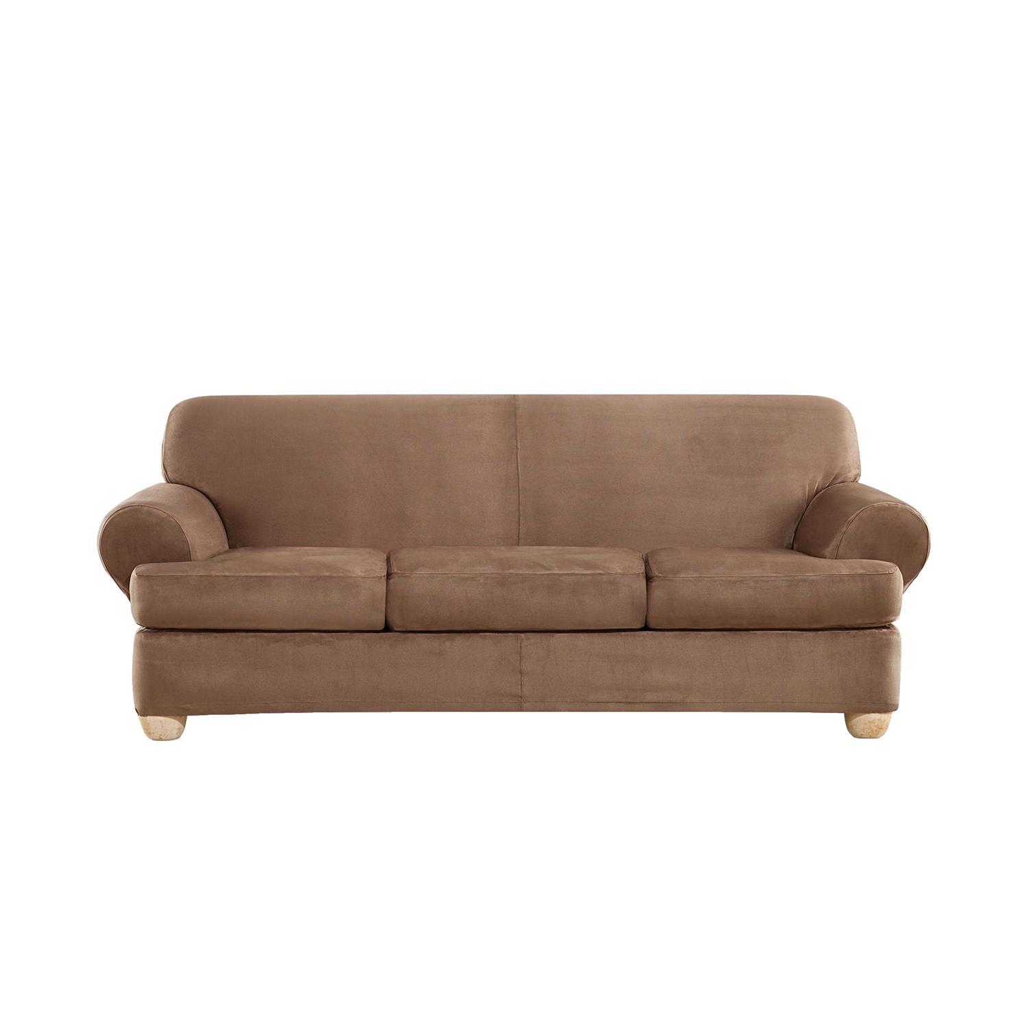 Ultimate Heavyweight Stretch Suede T-Cushion Sofa Slipcover Sure Fit - Image 5