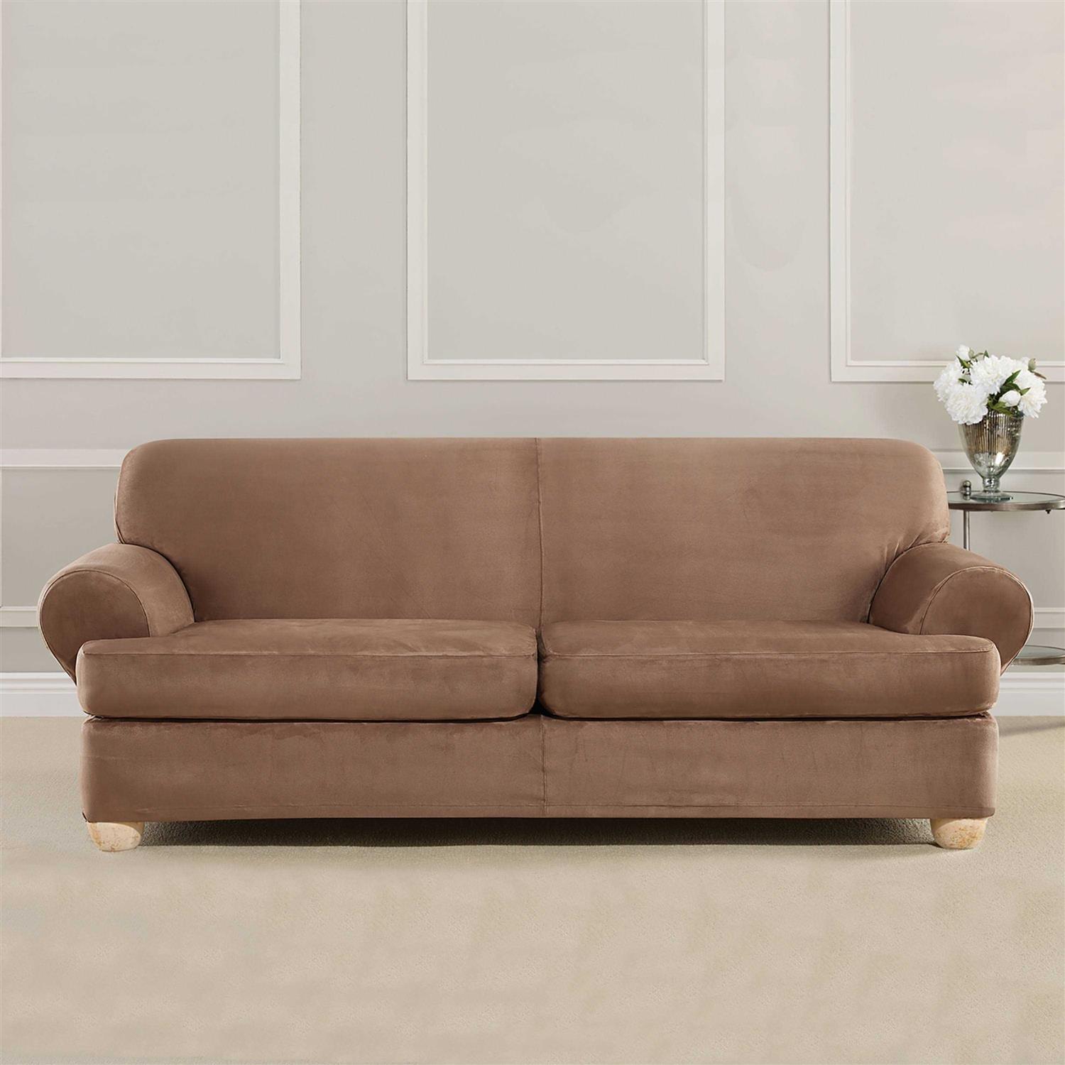 Ultimate Heavyweight Stretch Suede T-Cushion Sofa Slipcover Sure Fit - Image 3