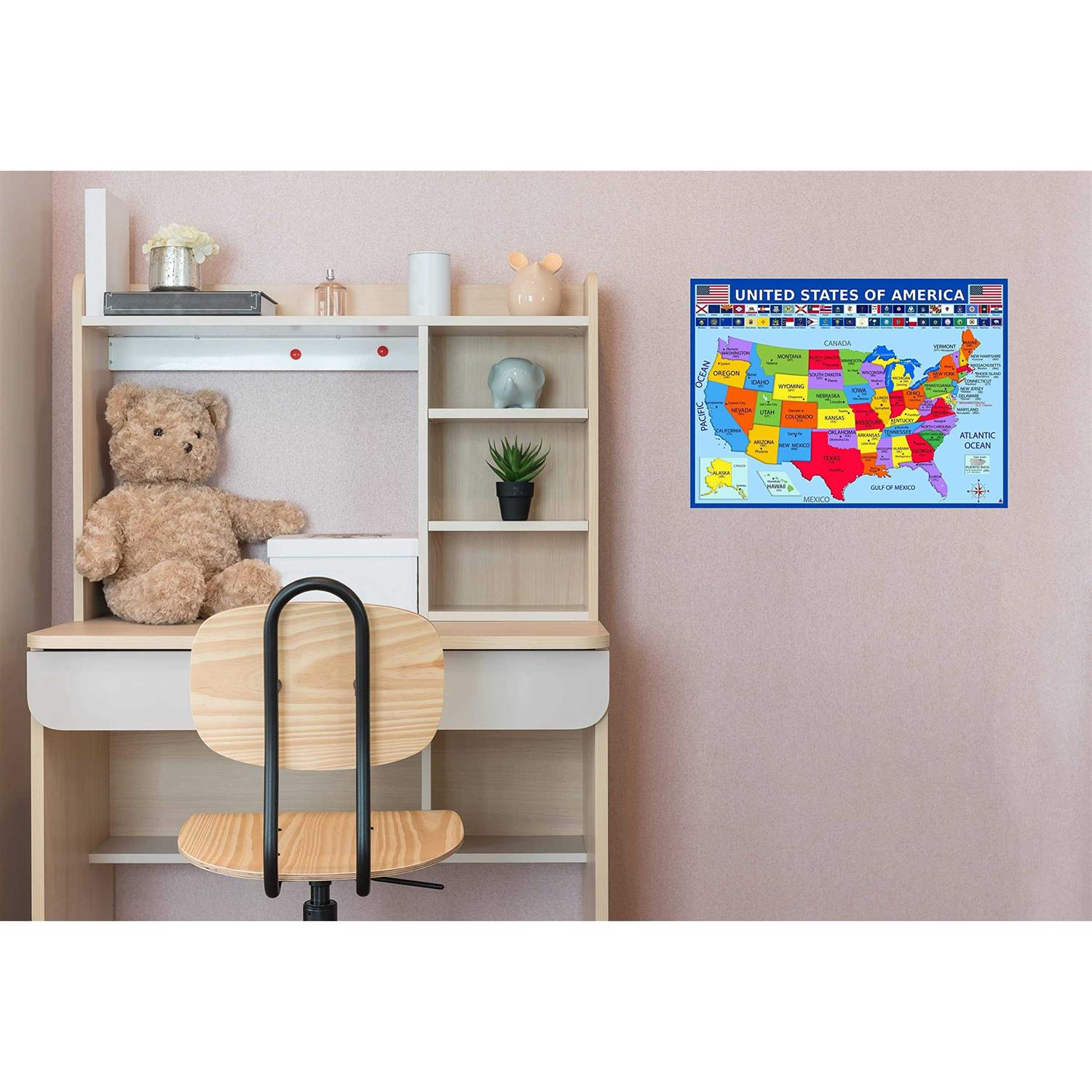 United States Map with State Flags Poster Laminated 14×19.5 - Image 2