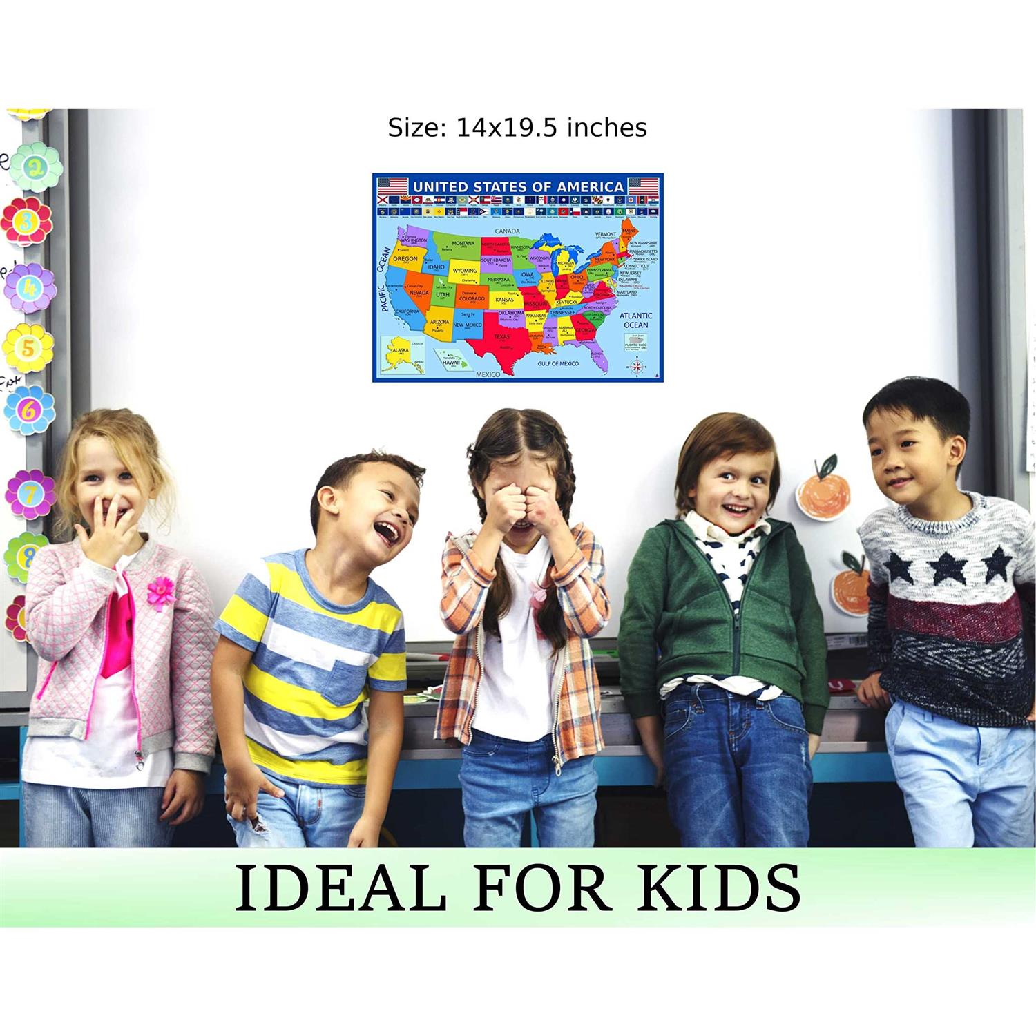 United States Map with State Flags Poster Laminated 14×19.5 - Image 3