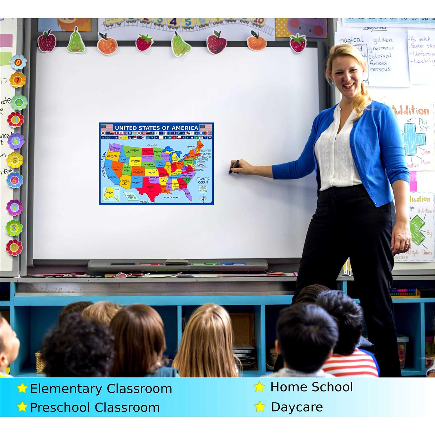 United States Map with State Flags Poster Laminated 14×19.5 - Image 5