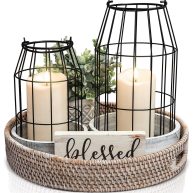 Rustic Farmhouse Lantern Decor Stylish Decorative Lanterns for Your Living Room, Fireplace Mantle or Kitchen Dining Table