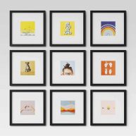Room Essentials Set of 9 Gallery Frame Set 10 x 10 Matted to 5 x 5 Black