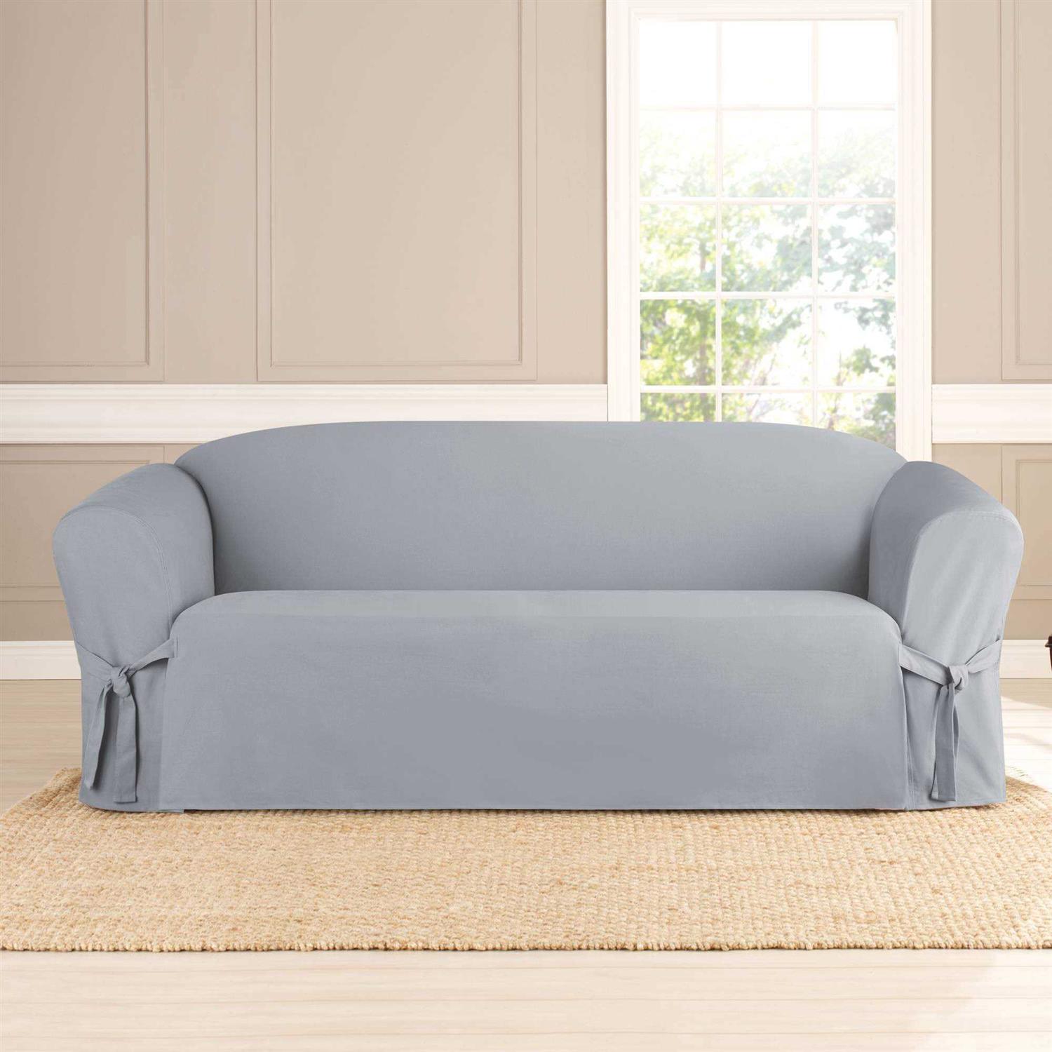 Sure Fit Heavyweight Cotton Duck One Piece Sofa Slipcover - Image 5