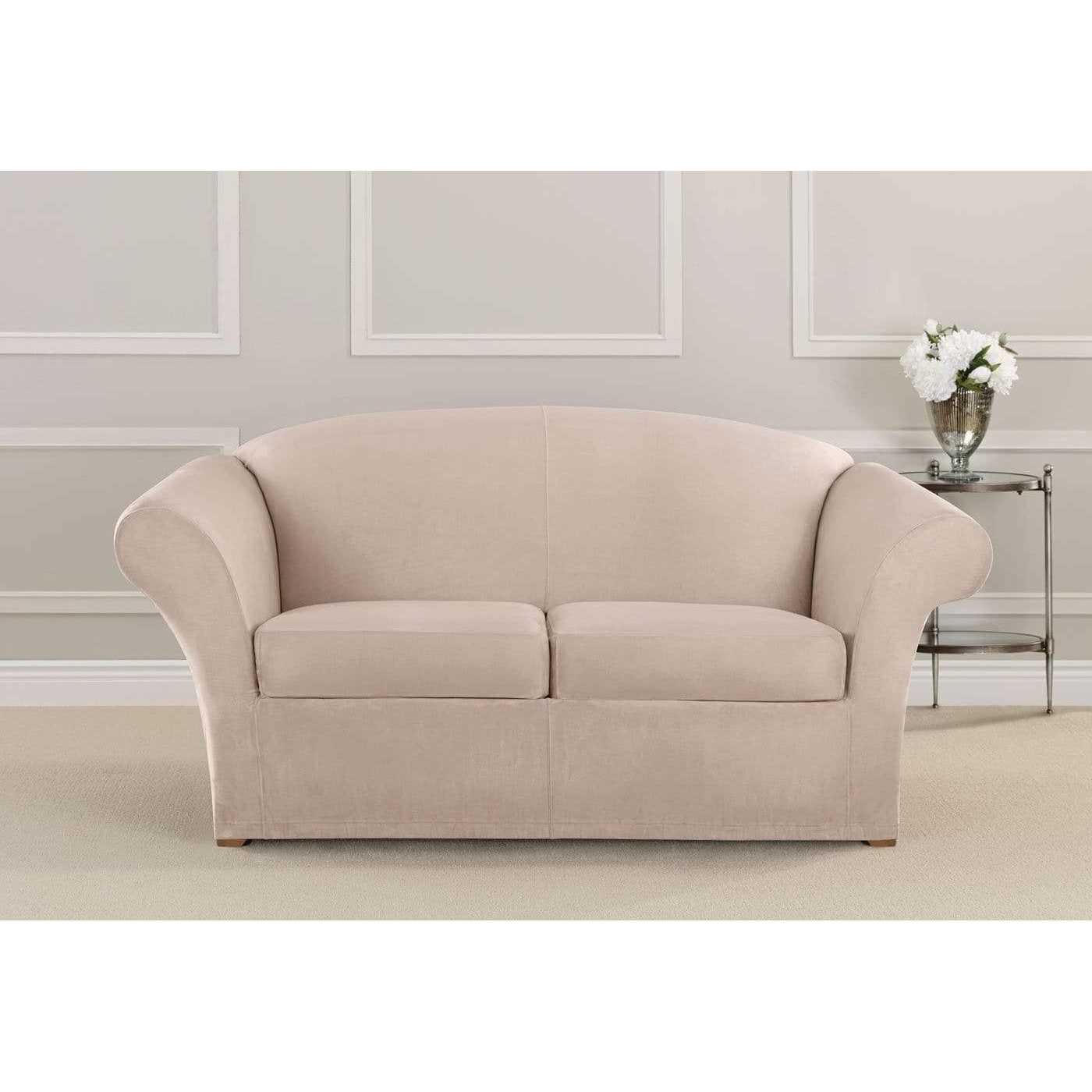 Sure Fit Ultimate Stretch Suede Box Loveseat Slipcover - Image 2
