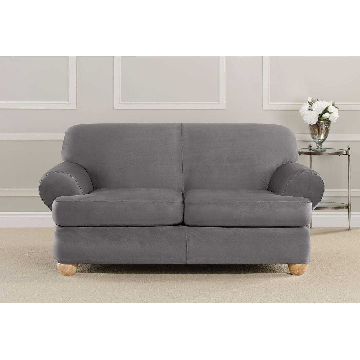 Sure Fit Ultimate Stretch Suede Box Loveseat Slipcover - Image 3