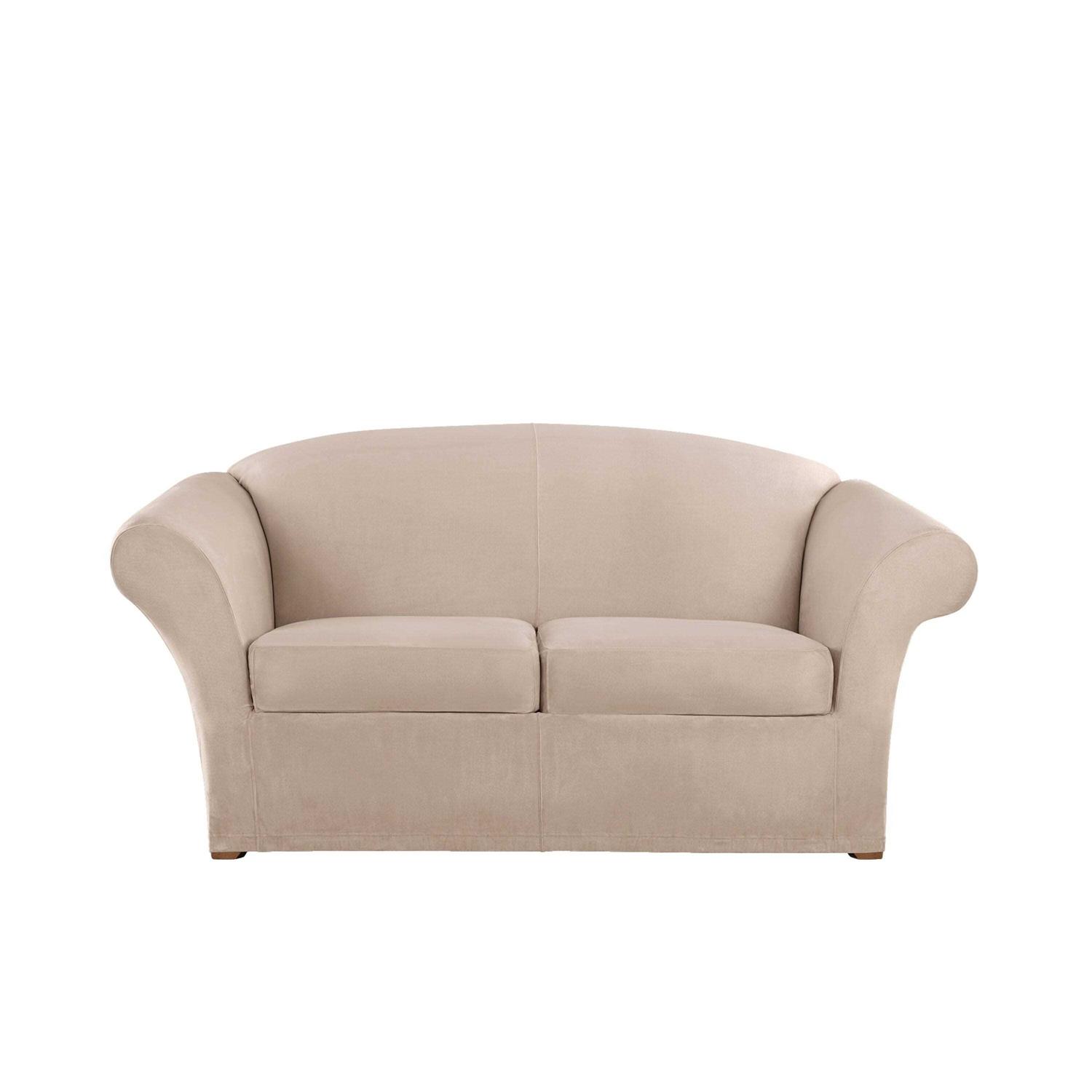 Sure Fit Ultimate Stretch Suede Box Loveseat Slipcover - Image 5