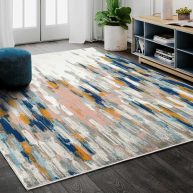 Seldovia Abstract Orange/Blue Area Rug Wrought Studio Rug