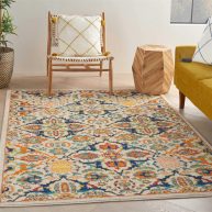 Whitingham Oriental Beige/Blue/Orange Area Rug Bungalow Rose Rug