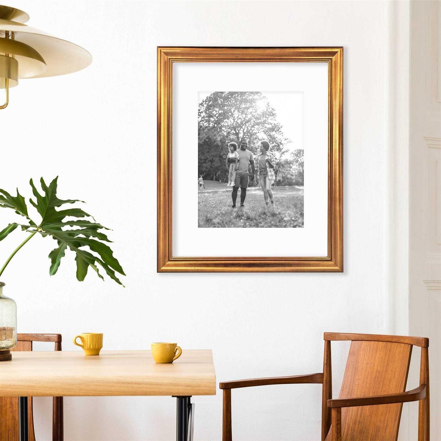 Threshold 11 x 14 Matted Wood Antique Wall Frame Brass - Image 2