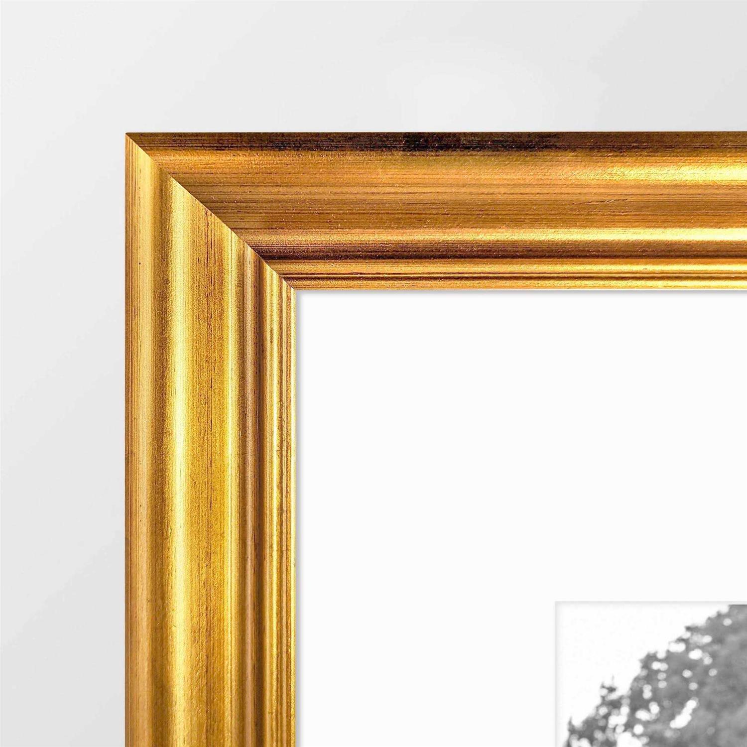 Threshold 11 x 14 Matted Wood Antique Wall Frame Brass - Image 4