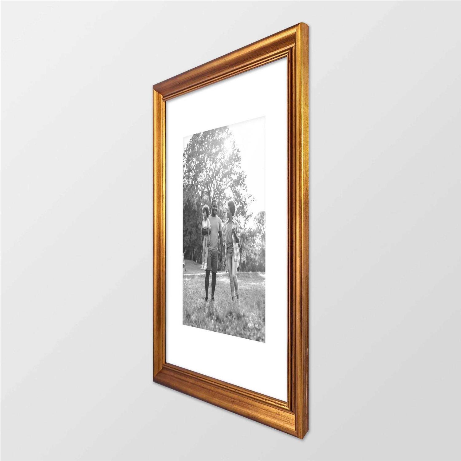 Threshold 11 x 14 Matted Wood Antique Wall Frame Brass - Image 5