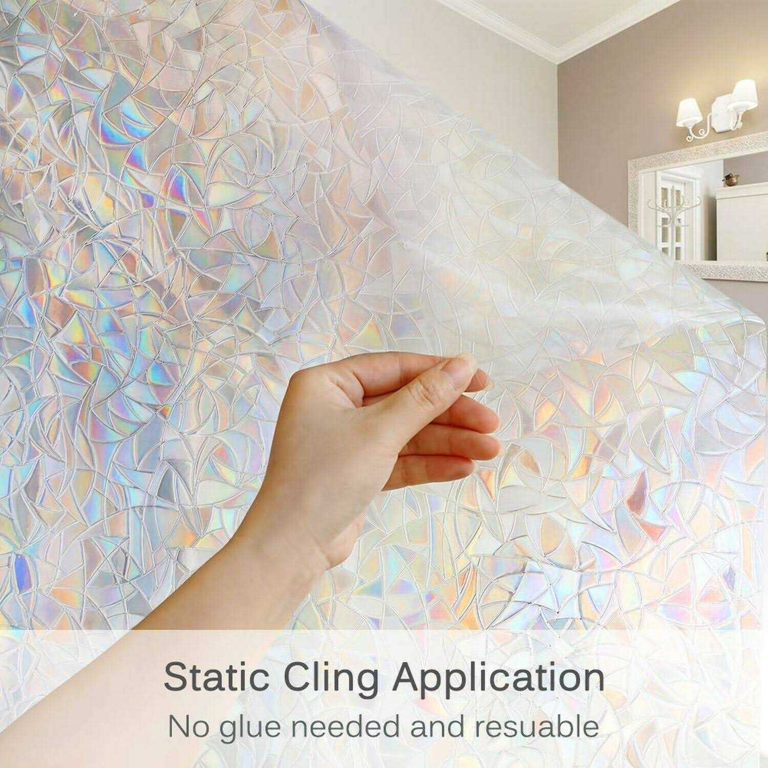 Volcanics Window Privacy Film Static Window Clings Vinyl 3D Window Decals Window Stickers Rainbow Window Film for Glass Door Heat Control Anti Uv - Image 4