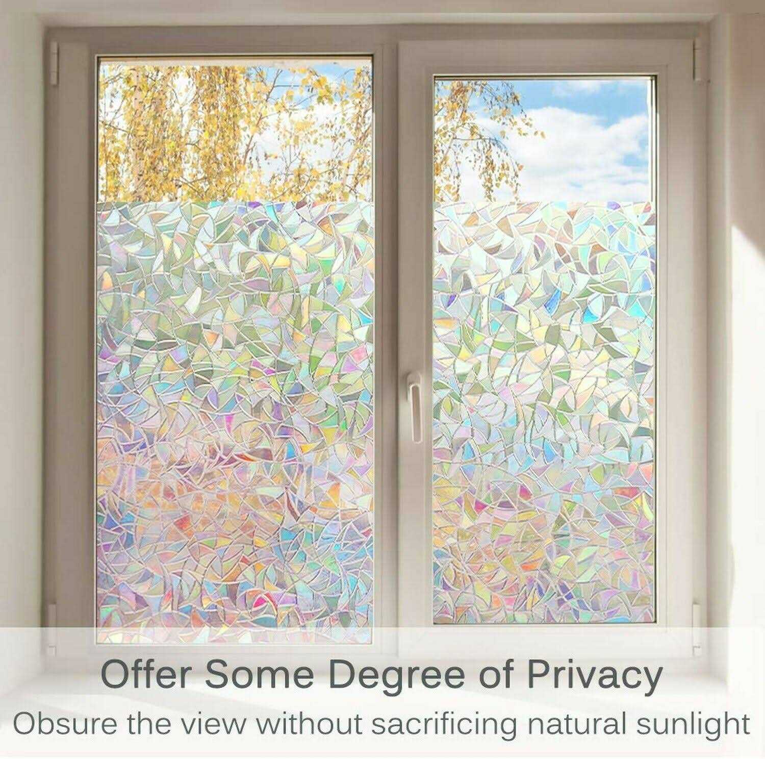 Volcanics Window Privacy Film Static Window Clings Vinyl 3D Window Decals Window Stickers Rainbow Window Film for Glass Door Heat Control Anti Uv - Image 5