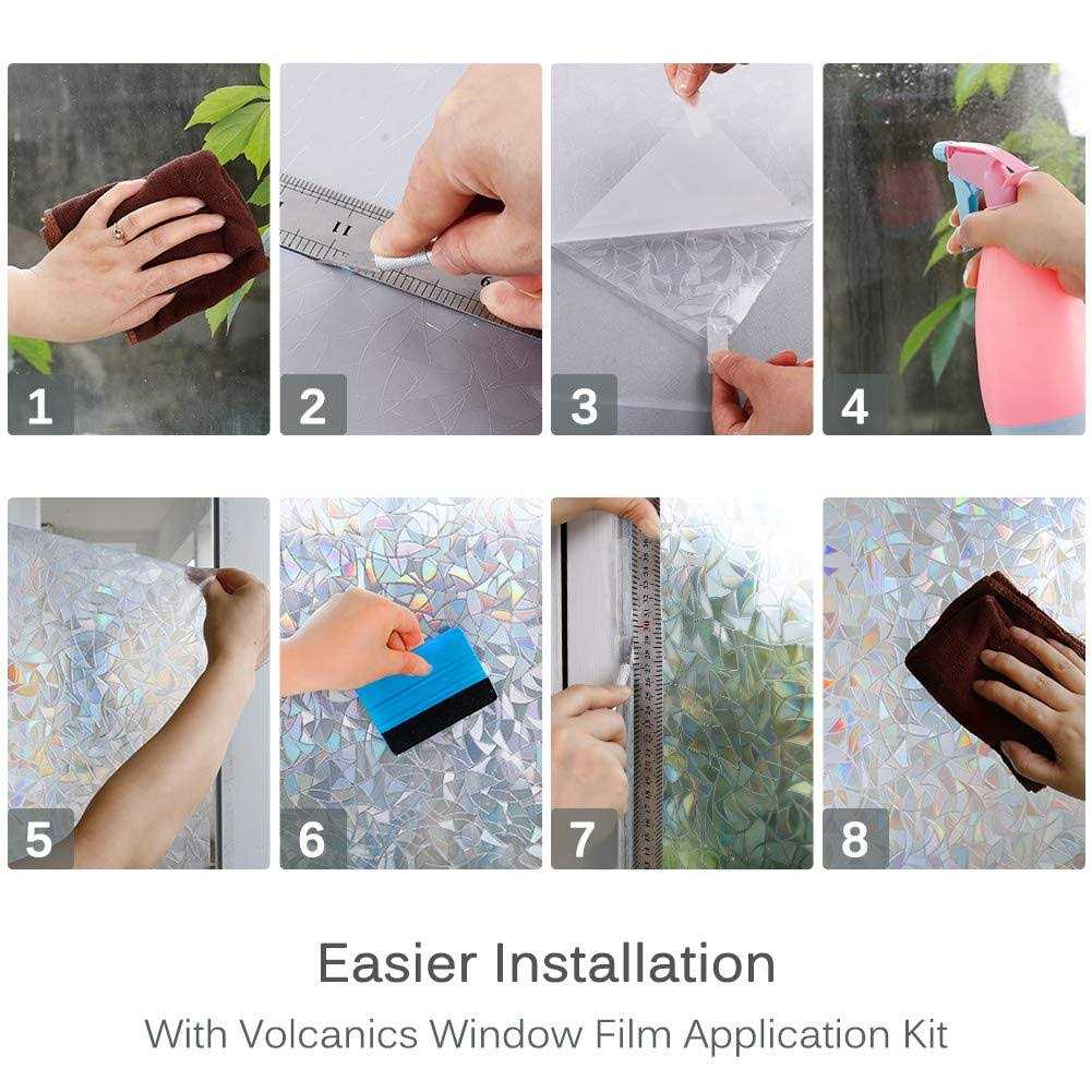Volcanics Window Privacy Film Static Window Clings Vinyl 3D Window Decals Window Stickers Rainbow Window Film for Glass Door Heat Control Anti Uv - Image 2