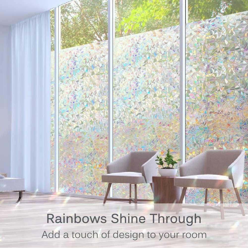Volcanics Window Privacy Film Static Window Clings Vinyl 3D Window Decals Window Stickers Rainbow Window Film for Glass Door Heat Control Anti Uv - Image 3