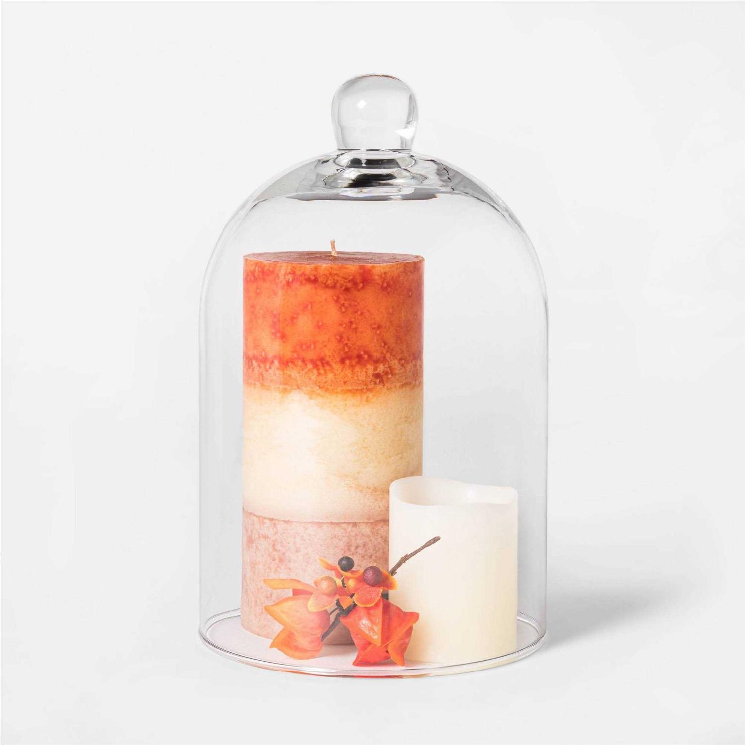 Threshold 8.8 x 5.4 Glass Cloche Pillar Candle Holder Clear - Image 2